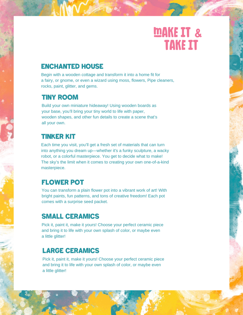 Make it & Take it Menu