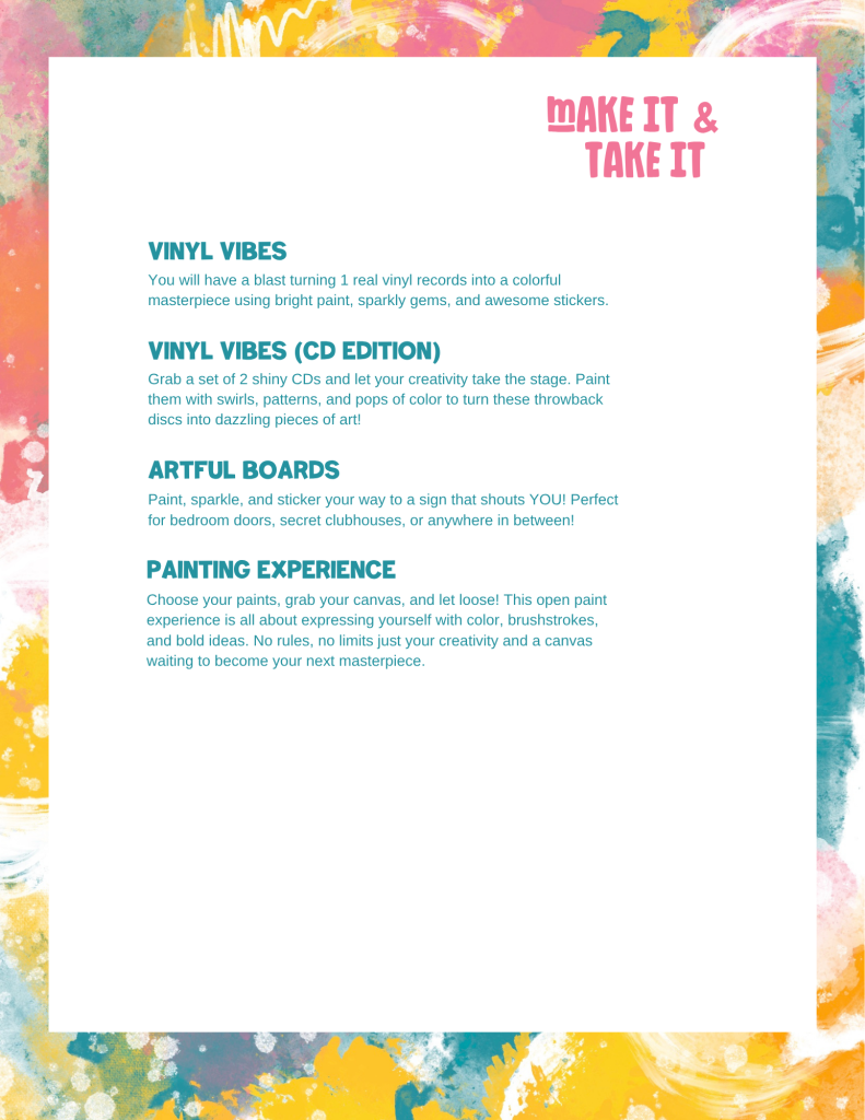 Make it & Take it Menu